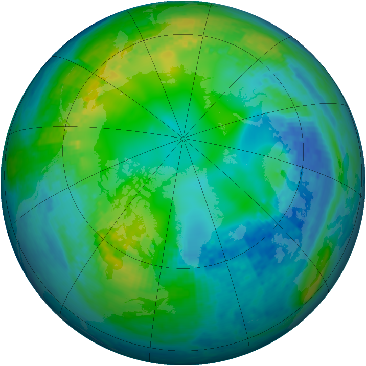 Arctic ozone map for 11 November 2001
